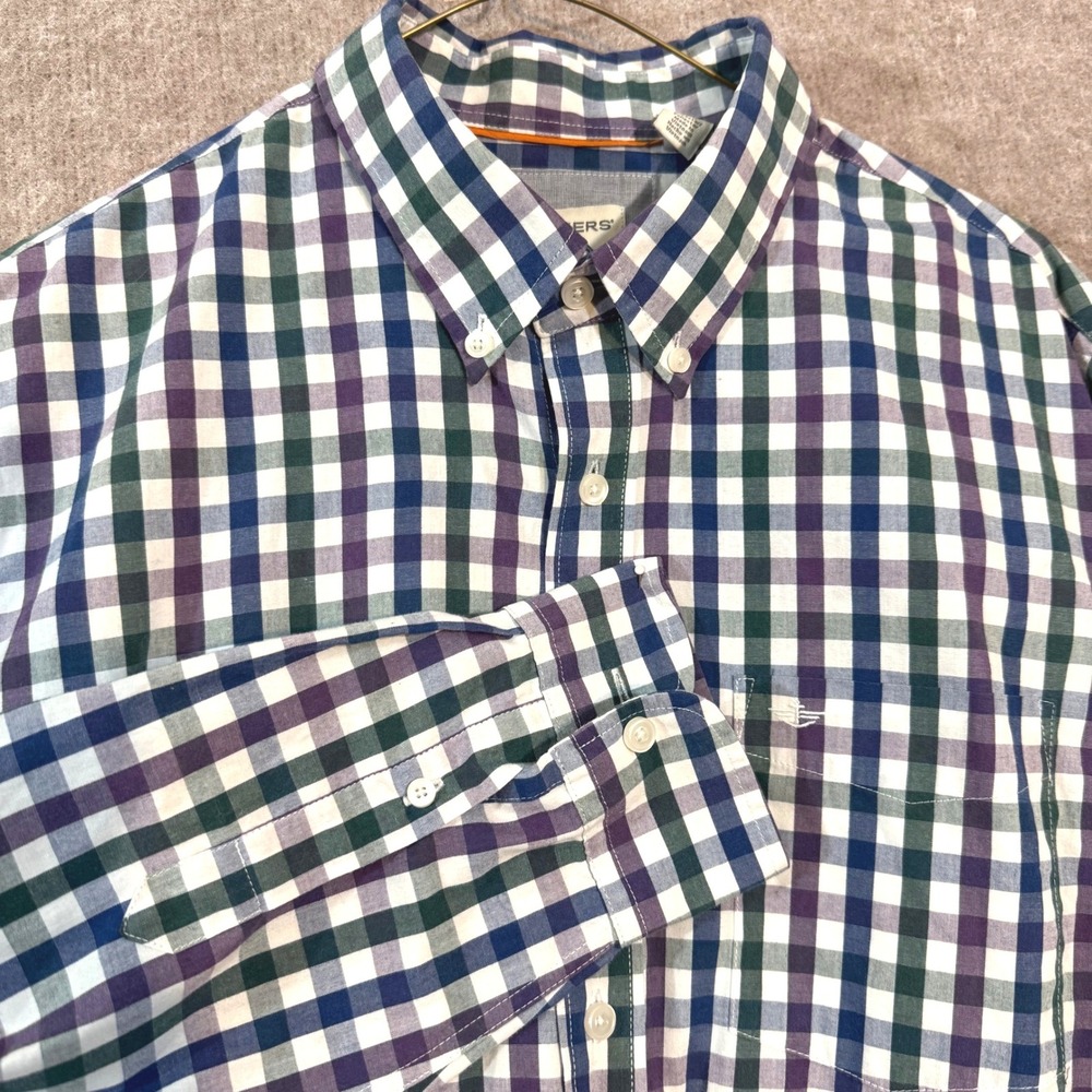 Dockers Button Down Shirt Mens Large Multicolor Gingham Plaid Casual Preppy